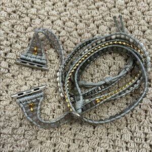 Gray and Gold Beaded Watch Band